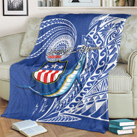 American Samoa Flag Day Blanket Fautasi Race Fagatogo-Iseula O Le Moana Sailfish Tribal Style