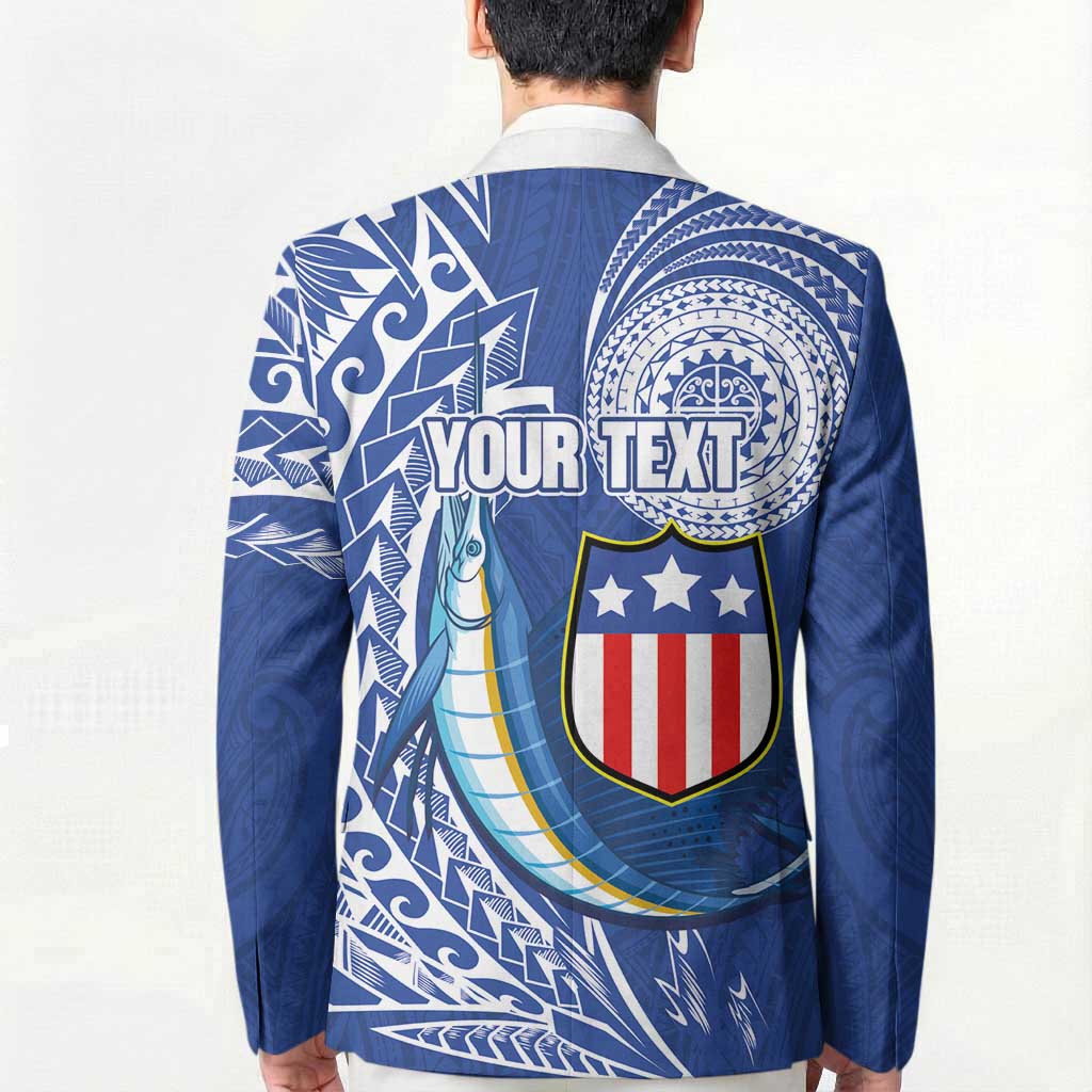 Personalised American Samoa Flag Day Blazer Fautasi Race Fagatogo-Iseula O Le Moana Sailfish Tribal Style