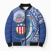 Personalised American Samoa Flag Day Bomber Puffer Jacket Fautasi Race Fagatogo-Iseula O Le Moana Sailfish Tribal Style LT03 Unisex Multicolor - Polynesian Pride
