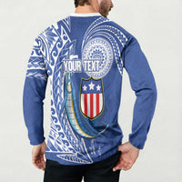 Personalised American Samoa Flag Day Button Sweatshirt Fautasi Race Fagatogo-Iseula O Le Moana Sailfish Tribal Style