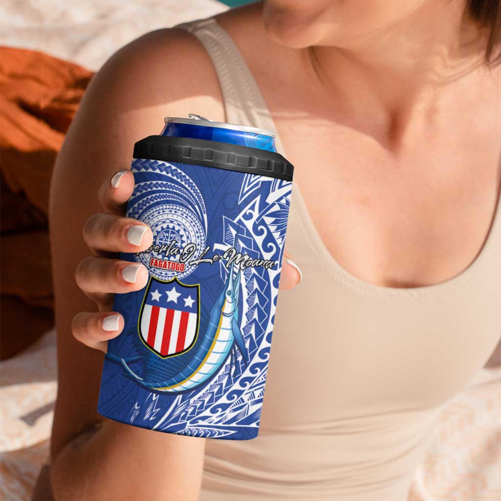 American Samoa Flag Day 4 in 1 Can Cooler Tumbler Fautasi Race Fagatogo-Iseula O Le Moana Sailfish Tribal Style LT03 - Polynesian Pride