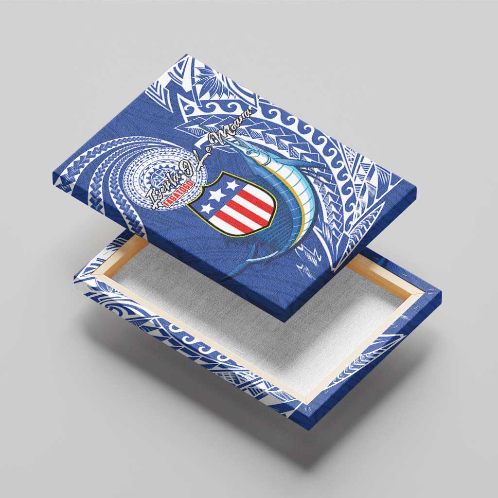 American Samoa Flag Day Canvas Wall Art Fautasi Race Fagatogo-Iseula O Le Moana Sailfish Tribal Style