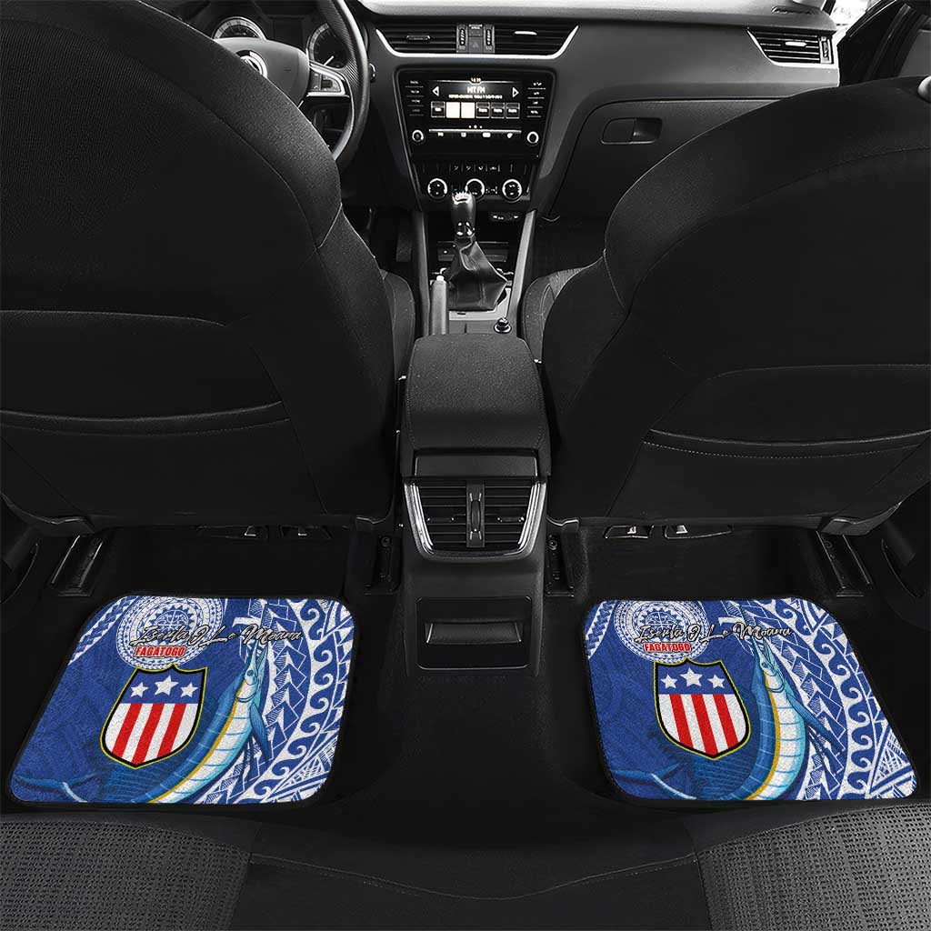 Personalised American Samoa Flag Day Car Mats Fautasi Race Fagatogo-Iseula O Le Moana Sailfish Tribal Style