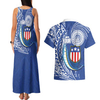 Personalised American Samoa Flag Day Couples Matching Tank Maxi Dress and Hawaiian Shirt Fautasi Race Fagatogo-Iseula O Le Moana Sailfish Tribal Style