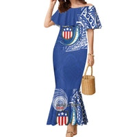 Personalised American Samoa Flag Day Family Matching Mermaid Dress and Hawaiian Shirt Fautasi Race Fagatogo-Iseula O Le Moana Sailfish Tribal Style
