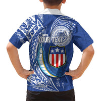 Personalised American Samoa Flag Day Family Matching Off Shoulder Maxi Dress and Hawaiian Shirt Fautasi Race Fagatogo-Iseula O Le Moana Sailfish Tribal Style