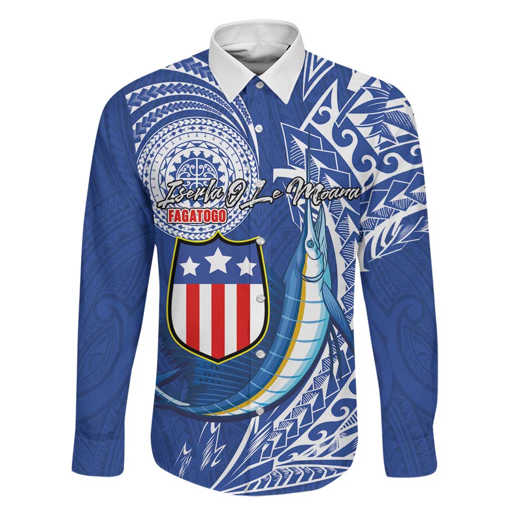 Personalised American Samoa Flag Day Family Matching Off Shoulder Short Dress and Hawaiian Shirt Fautasi Race Fagatogo-Iseula O Le Moana Sailfish Tribal Style
