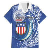 Personalised American Samoa Flag Day Family Matching Puletasi and Hawaiian Shirt Fautasi Race Fagatogo-Iseula O Le Moana Sailfish Tribal Style