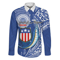 Personalised American Samoa Flag Day Family Matching Puletasi and Hawaiian Shirt Fautasi Race Fagatogo-Iseula O Le Moana Sailfish Tribal Style