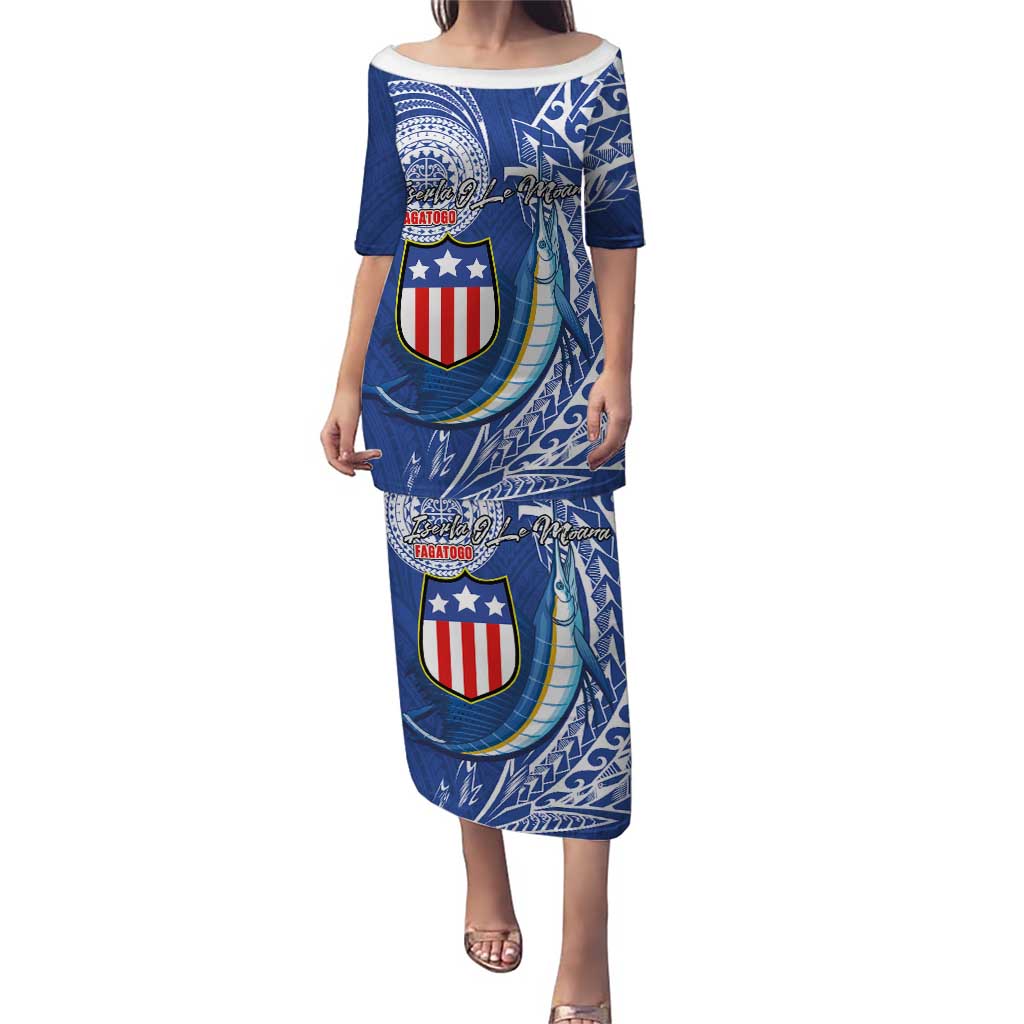 Personalised American Samoa Flag Day Family Matching Puletasi and Hawaiian Shirt Fautasi Race Fagatogo-Iseula O Le Moana Sailfish Tribal Style