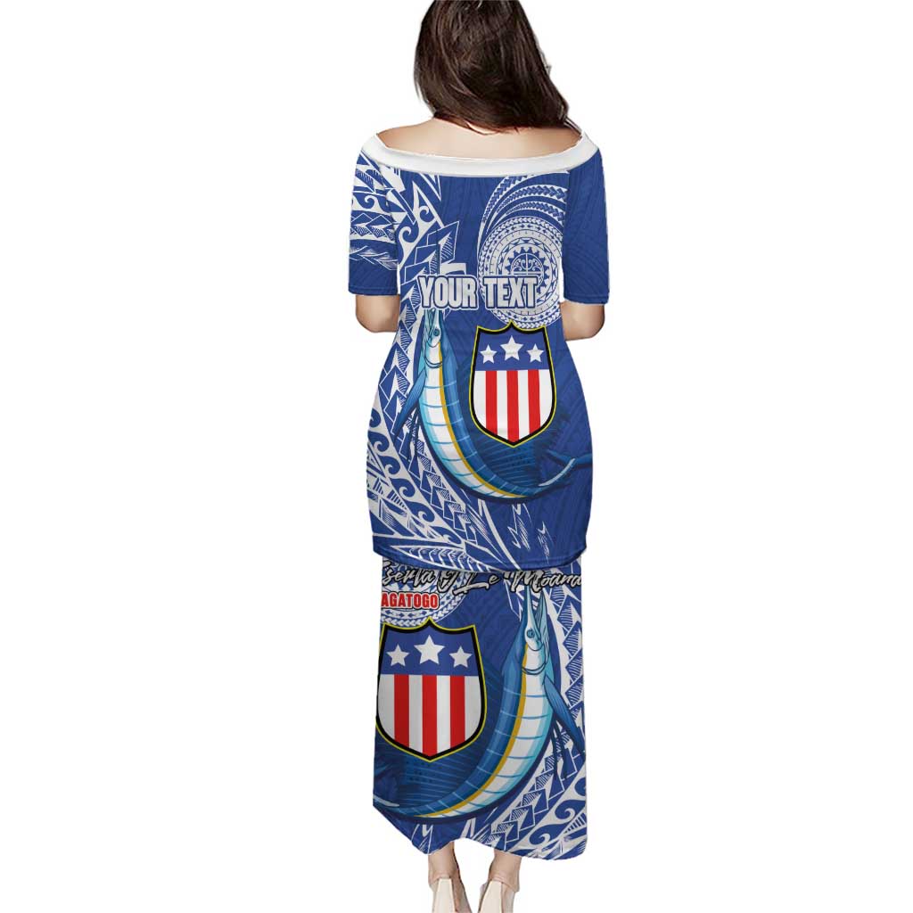 Personalised American Samoa Flag Day Family Matching Puletasi and Hawaiian Shirt Fautasi Race Fagatogo-Iseula O Le Moana Sailfish Tribal Style