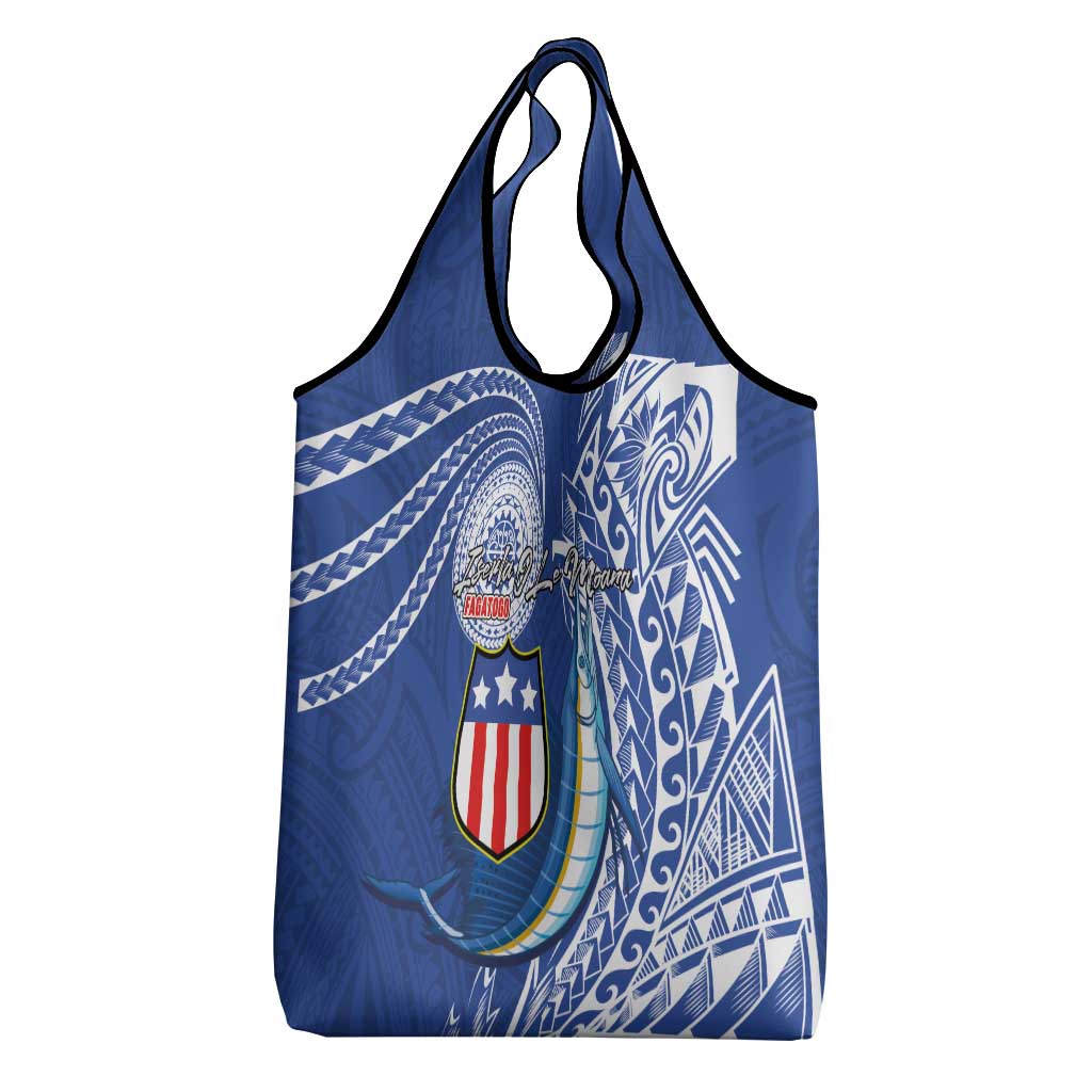 American Samoa Flag Day Grocery Bag Fautasi Race Fagatogo-Iseula O Le Moana Sailfish Tribal Style