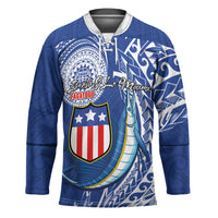 Personalised American Samoa Flag Day Hockey Jersey Fautasi Race Fagatogo-Iseula O Le Moana Sailfish Tribal Style
