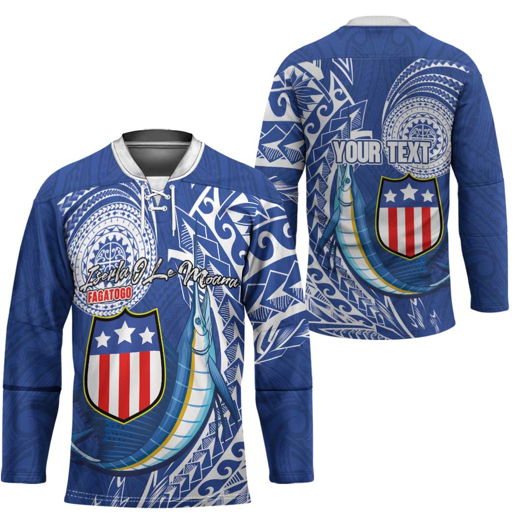 Personalised American Samoa Flag Day Hockey Jersey Fautasi Race Fagatogo-Iseula O Le Moana Sailfish Tribal Style