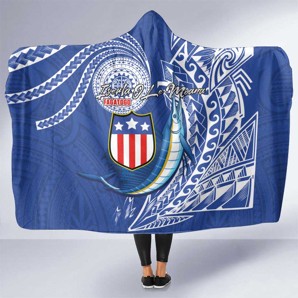 American Samoa Flag Day Hooded Blanket Fautasi Race Fagatogo-Iseula O Le Moana Sailfish Tribal Style