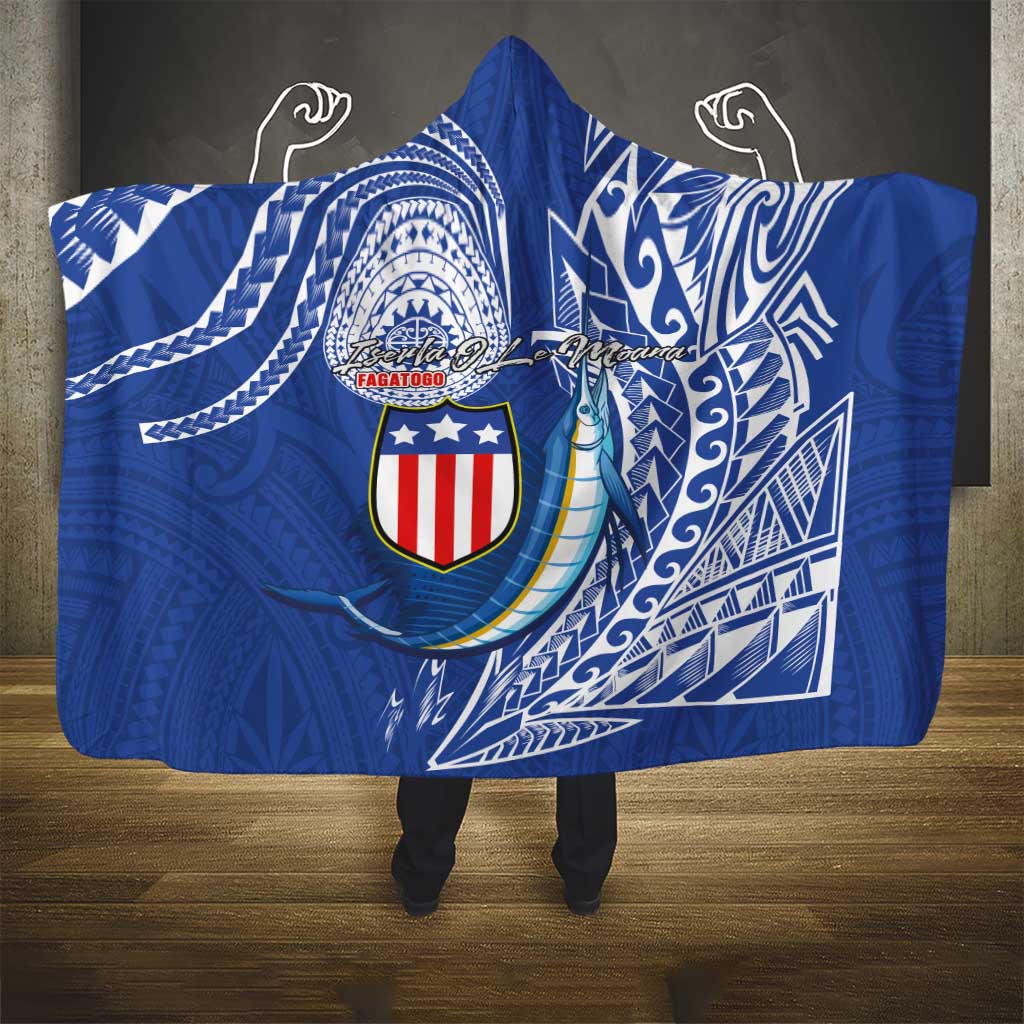 American Samoa Flag Day Hooded Blanket Fautasi Race Fagatogo-Iseula O Le Moana Sailfish Tribal Style