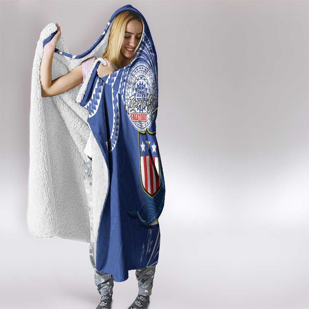 American Samoa Flag Day Hooded Blanket Fautasi Race Fagatogo-Iseula O Le Moana Sailfish Tribal Style