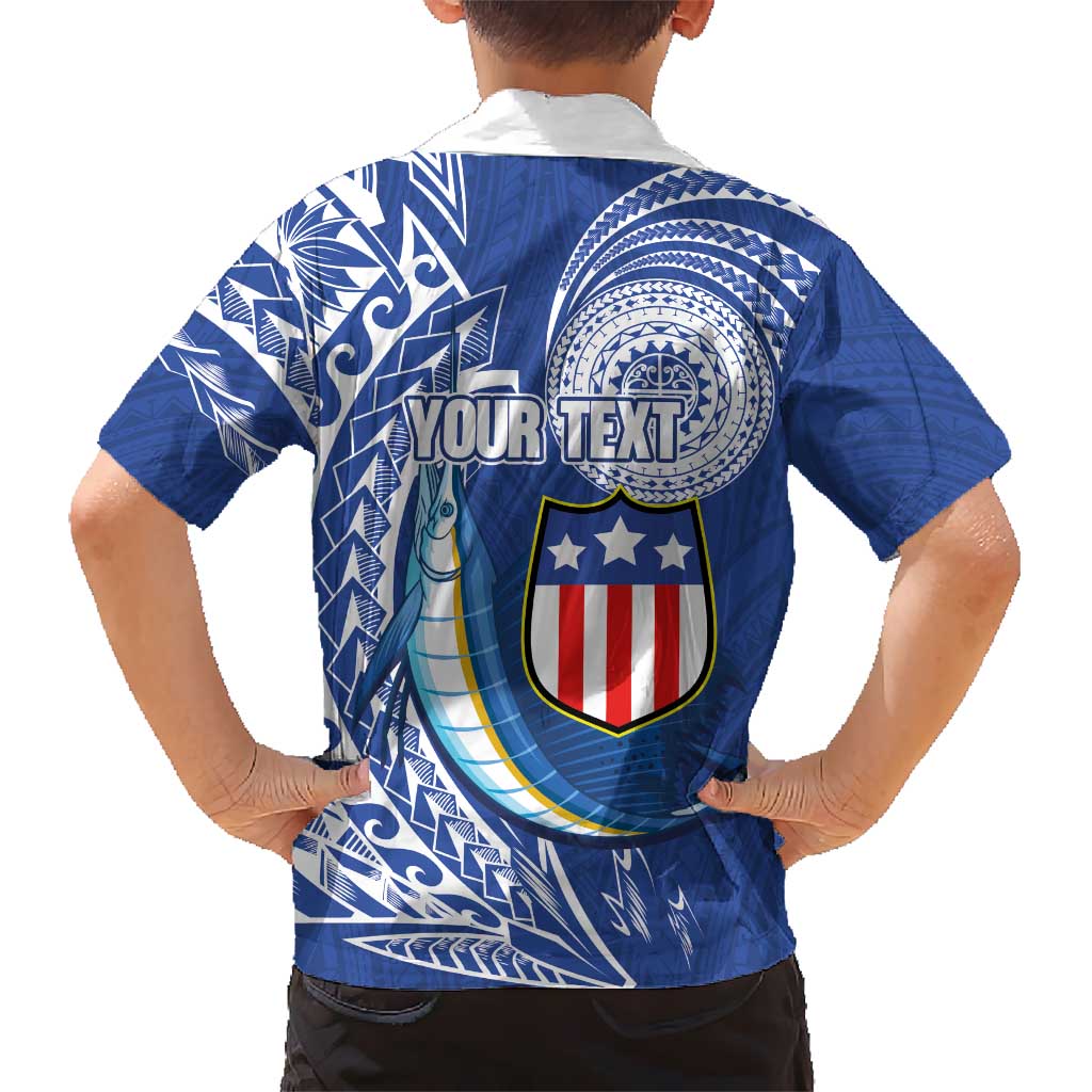 Personalised American Samoa Flag Day Kid Hawaiian Shirt Fautasi Race Fagatogo-Iseula O Le Moana Sailfish Tribal Style