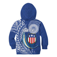 Personalised American Samoa Flag Day Kid Hoodie Fautasi Race Fagatogo-Iseula O Le Moana Sailfish Tribal Style