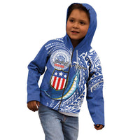 Personalised American Samoa Flag Day Kid Hoodie Fautasi Race Fagatogo-Iseula O Le Moana Sailfish Tribal Style