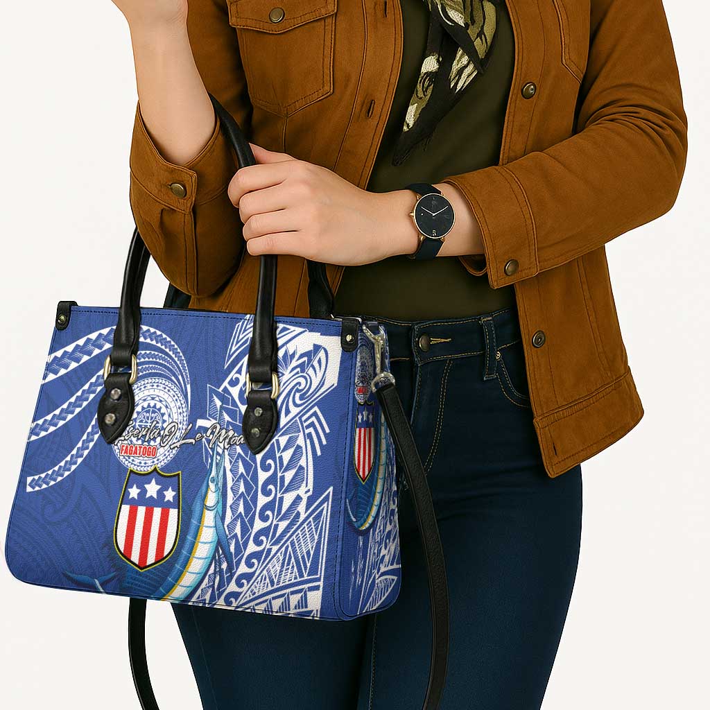 American Samoa Flag Day Leather Bag Fautasi Race Fagatogo-Iseula O Le Moana Sailfish Tribal Style