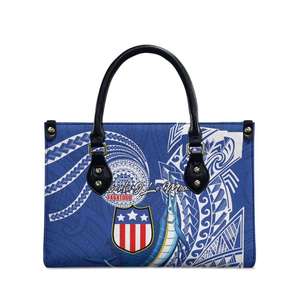 American Samoa Flag Day Leather Bag Fautasi Race Fagatogo-Iseula O Le Moana Sailfish Tribal Style