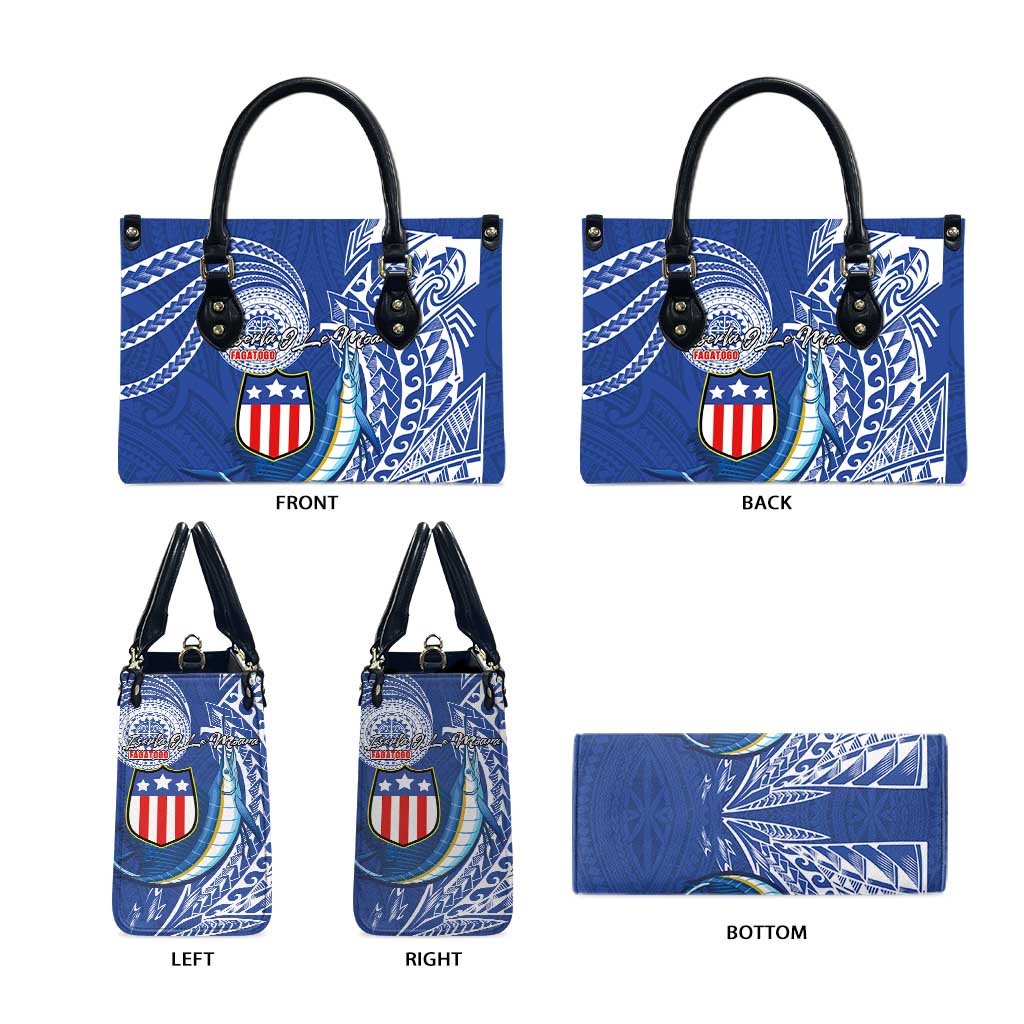 American Samoa Flag Day Leather Bag Fautasi Race Fagatogo-Iseula O Le Moana Sailfish Tribal Style