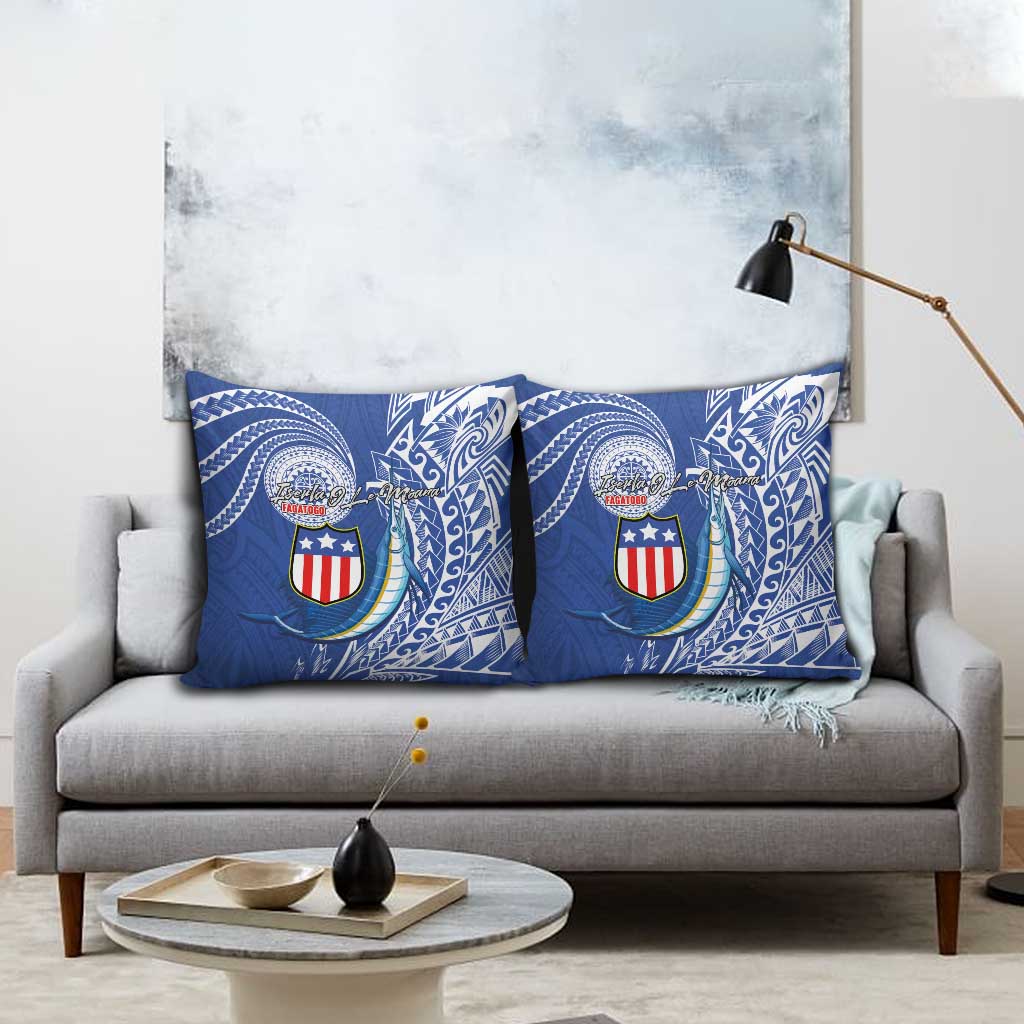 American Samoa Flag Day Pillow Cover Fautasi Race Fagatogo-Iseula O Le Moana Sailfish Tribal Style