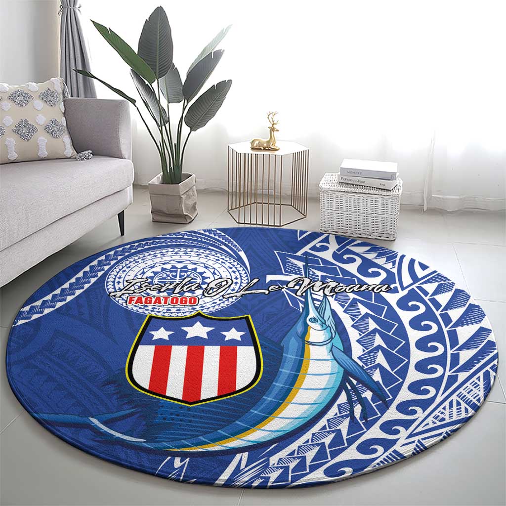 American Samoa Flag Day Round Carpet Fautasi Race Fagatogo-Iseula O Le Moana Sailfish Tribal Style