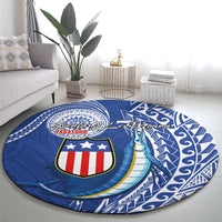 American Samoa Flag Day Round Carpet Fautasi Race Fagatogo-Iseula O Le Moana Sailfish Tribal Style