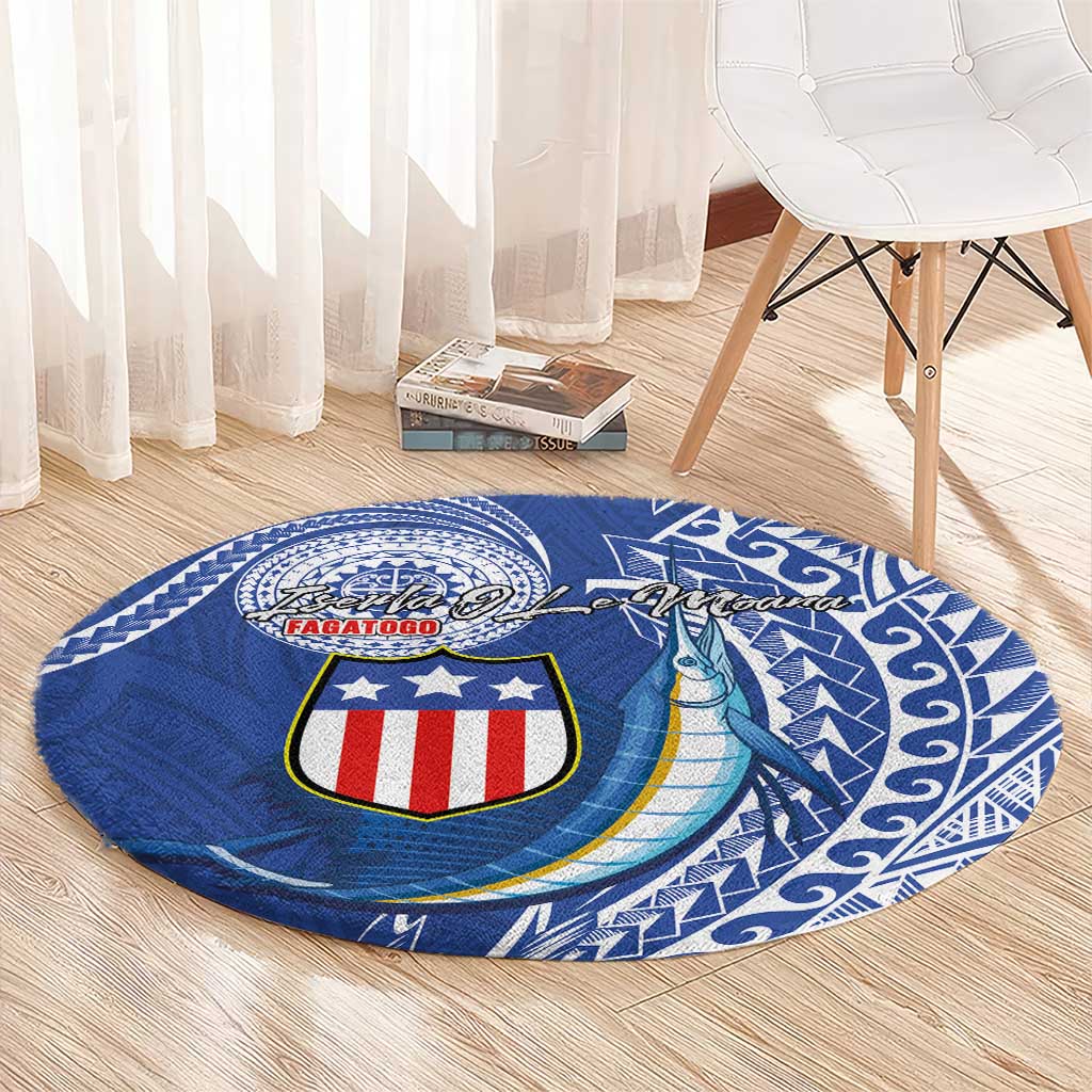 American Samoa Flag Day Round Carpet Fautasi Race Fagatogo-Iseula O Le Moana Sailfish Tribal Style