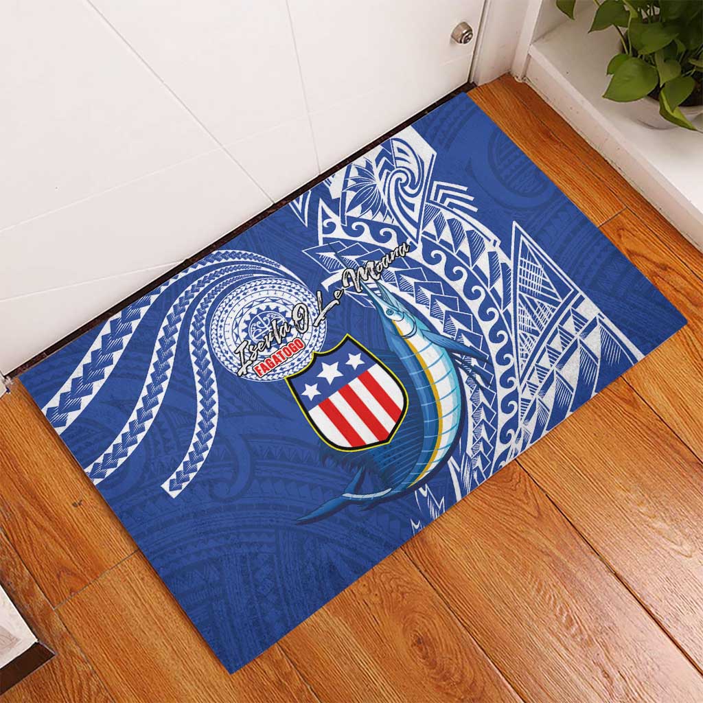 American Samoa Flag Day Rubber Doormat Fautasi Race Fagatogo-Iseula O Le Moana Sailfish Tribal Style