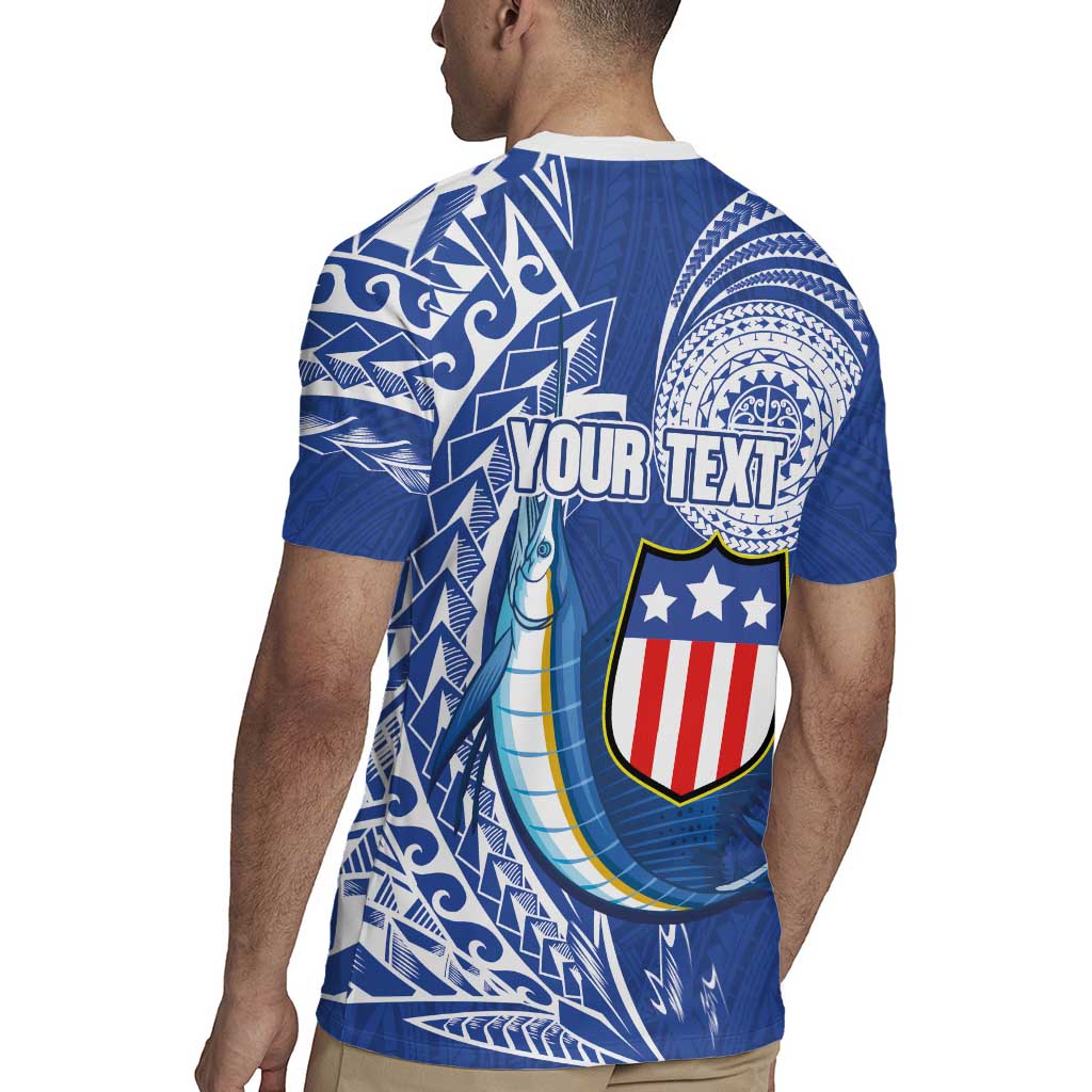 Personalised American Samoa Flag Day Rugby Jersey Fautasi Race Fagatogo-Iseula O Le Moana Sailfish Tribal Style