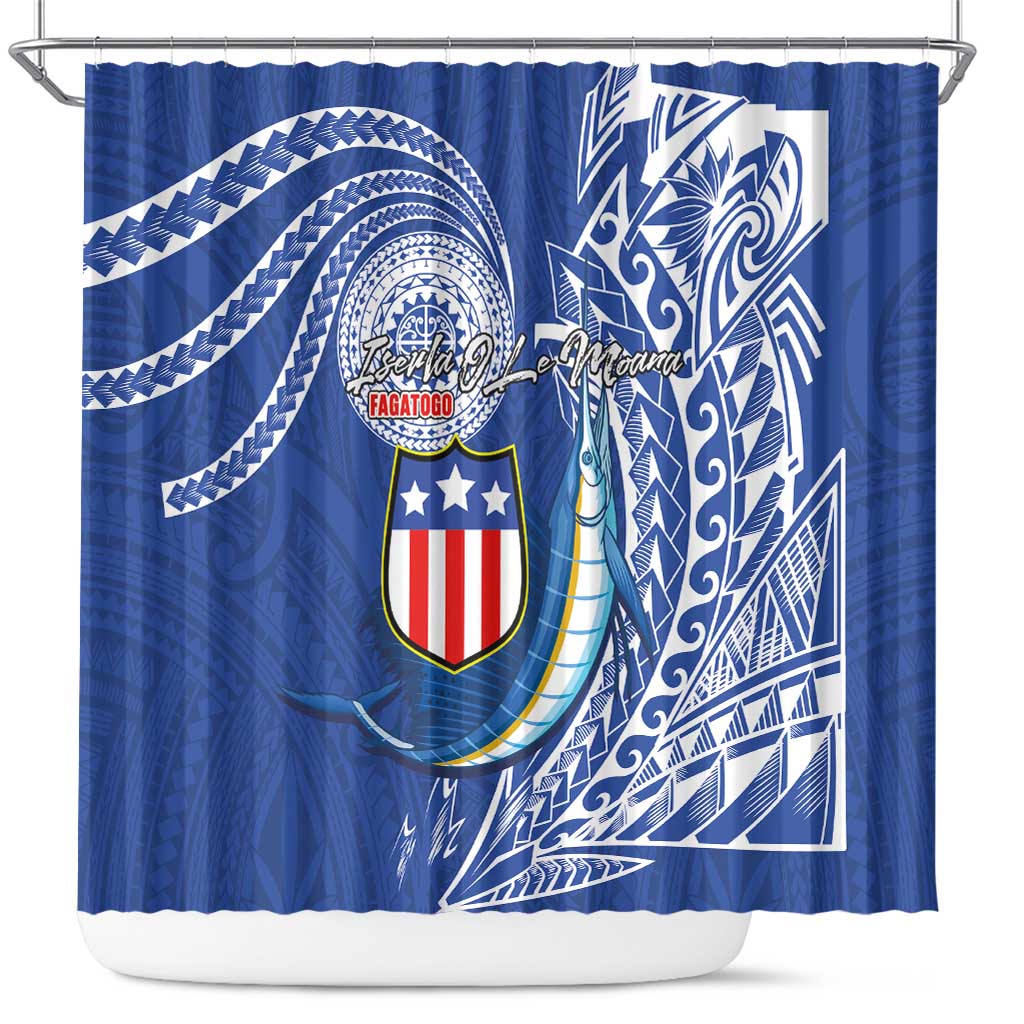 American Samoa Flag Day Shower Curtain Fautasi Race Fagatogo-Iseula O Le Moana Sailfish Tribal Style