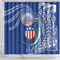 American Samoa Flag Day Shower Curtain Fautasi Race Fagatogo-Iseula O Le Moana Sailfish Tribal Style