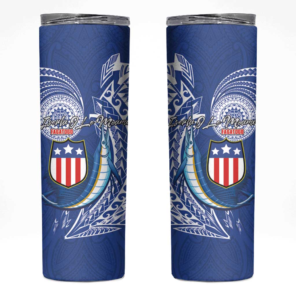 American Samoa Flag Day Skinny Tumbler Fautasi Race Fagatogo-Iseula O Le Moana Sailfish Tribal Style