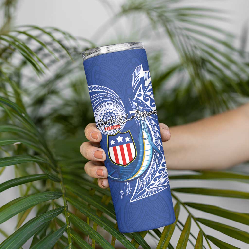 American Samoa Flag Day Skinny Tumbler Fautasi Race Fagatogo-Iseula O Le Moana Sailfish Tribal Style