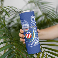 American Samoa Flag Day Skinny Tumbler Fautasi Race Fagatogo-Iseula O Le Moana Sailfish Tribal Style
