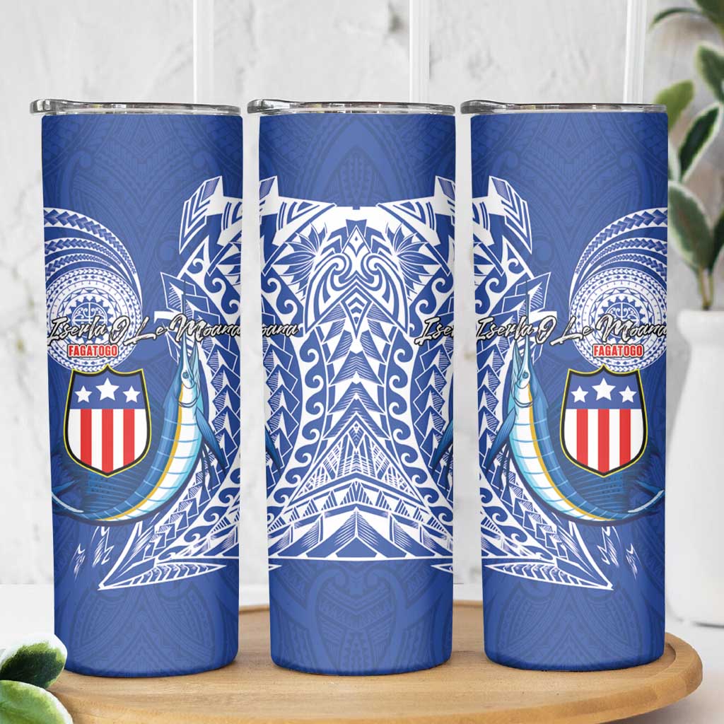 American Samoa Flag Day Skinny Tumbler Fautasi Race Fagatogo-Iseula O Le Moana Sailfish Tribal Style