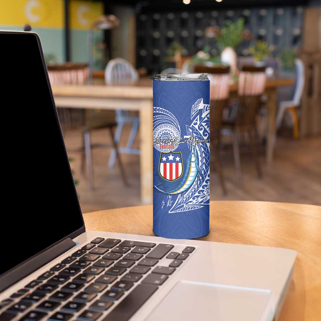 American Samoa Flag Day Skinny Tumbler Fautasi Race Fagatogo-Iseula O Le Moana Sailfish Tribal Style