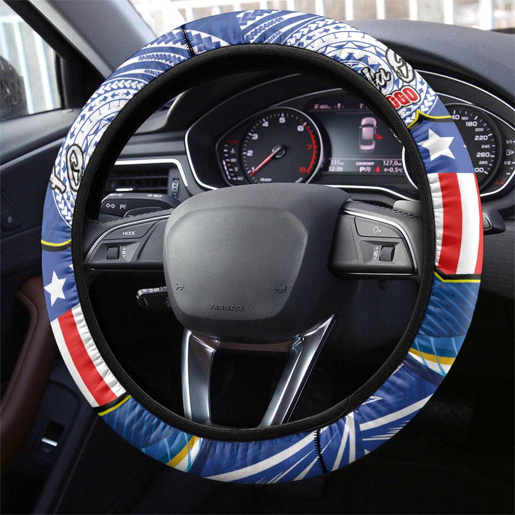 American Samoa Flag Day Steering Wheel Cover Fautasi Race Fagatogo-Iseula O Le Moana Sailfish Tribal Style