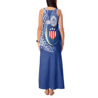 Personalised American Samoa Flag Day Tank Maxi Dress Fautasi Race Fagatogo-Iseula O Le Moana Sailfish Tribal Style
