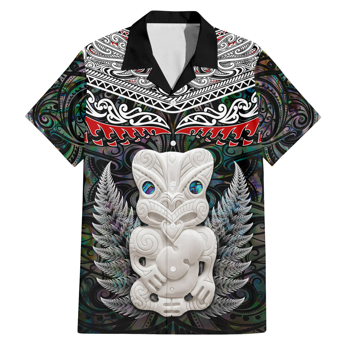 New Zealand Hei Tiki Family Matching Mermaid Dress and Hawaiian Shirt Maori Green Papua Shell Pattern LT03 Dad's Shirt - Short Sleeve Green - Polynesian Pride