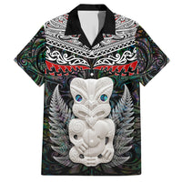 New Zealand Hei Tiki Family Matching Short Sleeve Bodycon Dress and Hawaiian Shirt Maori Green Papua Shell Pattern LT03 Dad's Shirt - Short Sleeve Green - Polynesian Pride