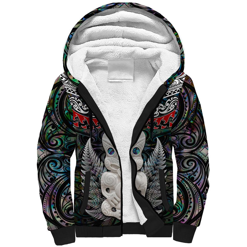 New Zealand Hei Tiki Sherpa Hoodie Maori Green Papua Shell Pattern LT03 Unisex Green - Polynesian Pride