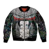 New Zealand Hei Tiki Sleeve Zip Bomber Jacket Maori Green Papua Shell Pattern LT03 Unisex Green - Polynesian Pride