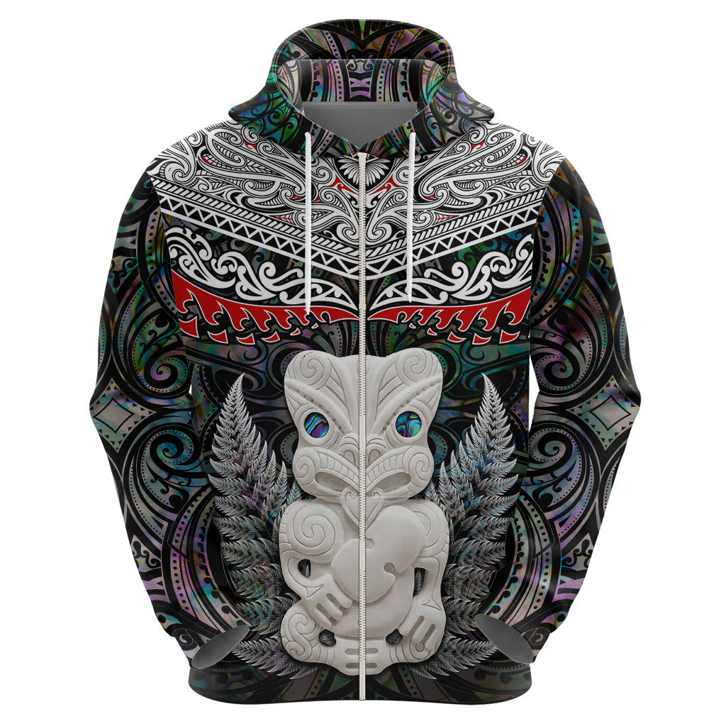 New Zealand Hei Tiki Zip Hoodie Maori Green Papua Shell Pattern LT03 - Polynesian Pride