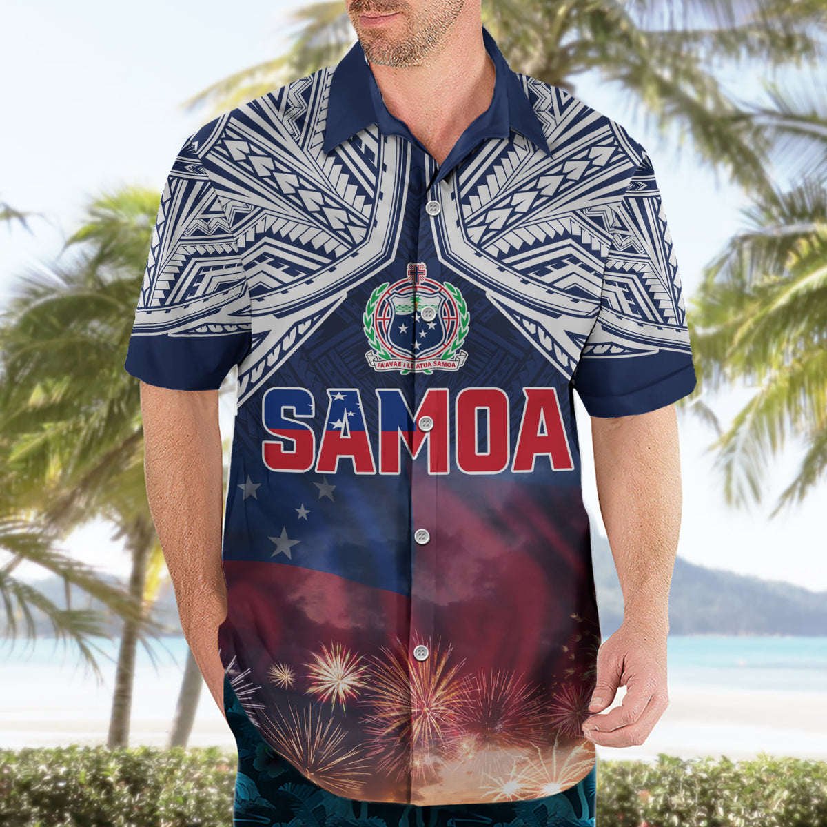 Samoa Indenpendence Day Hawaiian Shirt Sky Fireworks with Flag Style LT03 - Polynesian Pride