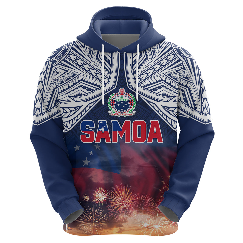 Samoa Indenpendence Day Zip Hoodie Sky Fireworks with Flag Style LT03 - Polynesian Pride