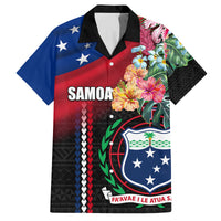 Personalised Samoa Indenpendence Day Family Matching Tank Maxi Dress and Hawaiian Shirt Tropical Samoan Coat of Arms With Siapo Pattern LT03 Dad's Shirt - Short Sleeve Black - Polynesian Pride